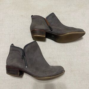 Lucky Brand Gray Ankle Booties with Suede Finish
